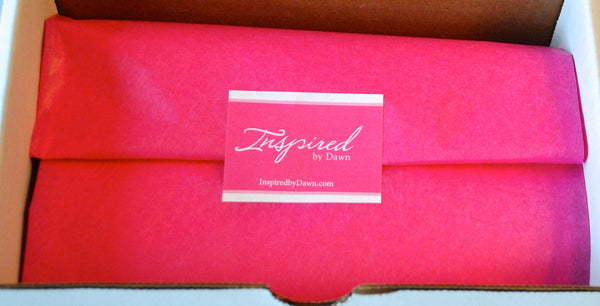 Beautifully wrapped for gift giving all year round. | The Style Rx designer pill box case all wrapped up in Inspired by Dawn signature pink.