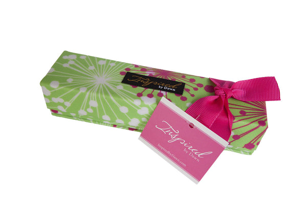 Inspired by Dawn Style Rx Designer Pill Box Case Inspiration Pattern Exterior View with Ribbon and Inspired by Dawn Hangtag