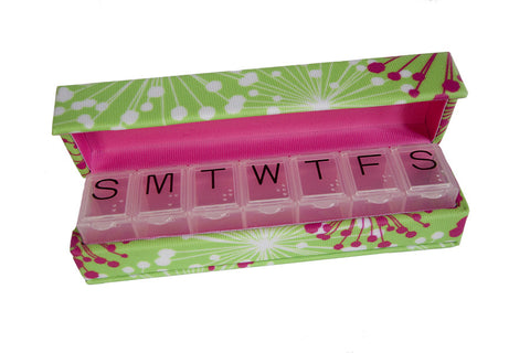 Inspired by Dawn Style Rx Designer Pill Box Case Inspiration Pattern Interior View with Weekly Pill Box Inside