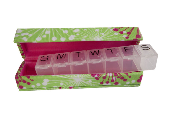Inspired by Dawn Style Rx Designer Pill Box Case Inspiration Pattern Interior View with Weekly Pill Case being Removed