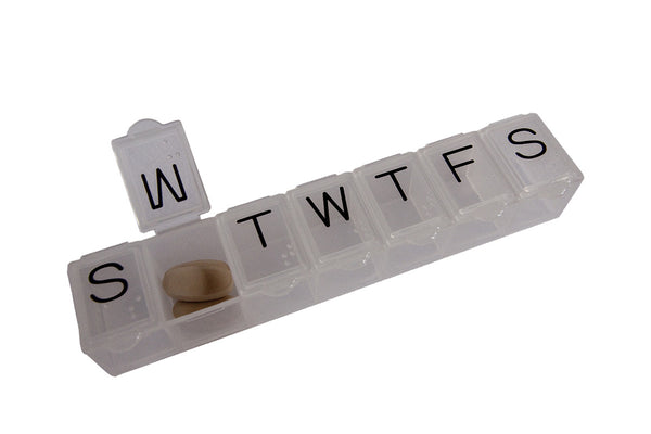 Inspired by Dawn Style Rx Weekly Pill Box Refill Exterior View with Monday Tab Open