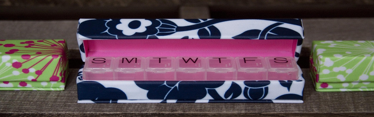 Inspired by Dawn's Style Rx designer pill box cases hold all your vitamins and medications in style